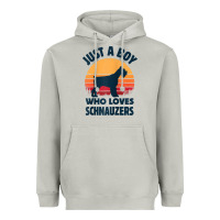 Moon Dust schnauzer just a boy who loves dogs men retro vintage sunset raglan ba Heavyweight Hoodie - linhVisuals