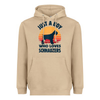 Mushroom schnauzer just a boy who loves dogs men retro vintage sunset raglan ba Heavyweight Hoodie - linhVisuals