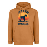 Meerkat schnauzer just a boy who loves dogs men retro vintage sunset raglan ba Heavyweight Hoodie - linhVisuals