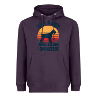 Plum schnauzer just a boy who loves dogs men retro vintage sunset raglan ba Heavyweight Hoodie - linhVisuals