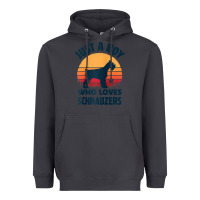 Smoke schnauzer just a boy who loves dogs men retro vintage sunset raglan ba Heavyweight Hoodie - linhVisuals