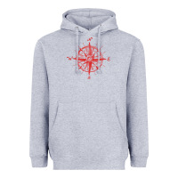 Heather Grey compass Heavyweight Hoodie - linhVisuals