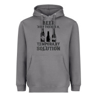 Womens Funny Beer Now There's A Temporary Solution Drinking Design V N Heavyweight Hoodie | Teevron