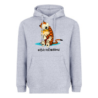 Heather Grey newcalvin and hobbes [tyellow] Heavyweight Hoodie - linhVisuals