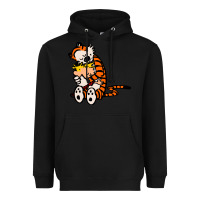 Black newcalvin and hobbes 04 Heavyweight Hoodie - linhVisuals