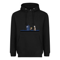 Black newcalvin and hobbes night star tardis Heavyweight Hoodie - linhVisuals