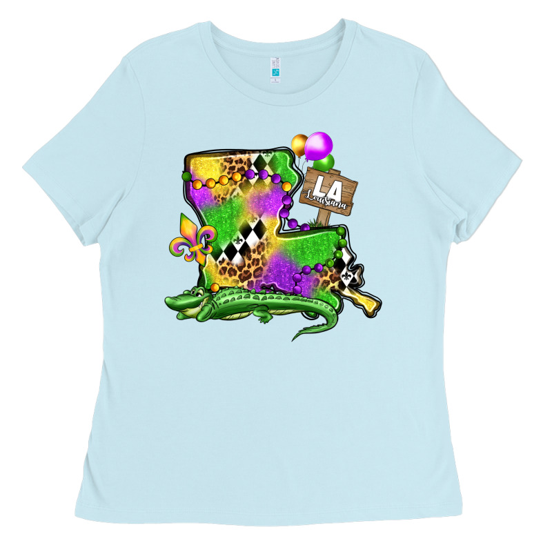 Louisiana Map Alligator Mardi Gras Olivia Ladies Tee by OliviaCreatesArt | Teevron