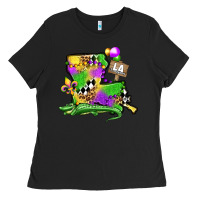 Black louisiana map alligator mardi gras olivia Ladies Tee - OliviaCreatesArt