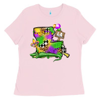 Bubblegum Pink louisiana map alligator mardi gras olivia Ladies Tee - OliviaCreatesArt