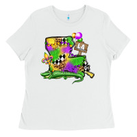 White louisiana map alligator mardi gras olivia Ladies Tee - OliviaCreatesArt