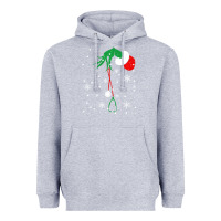 Heather Grey newchristmas grinch hand holding a stethoscope Heavyweight Hoodie - linhVisuals