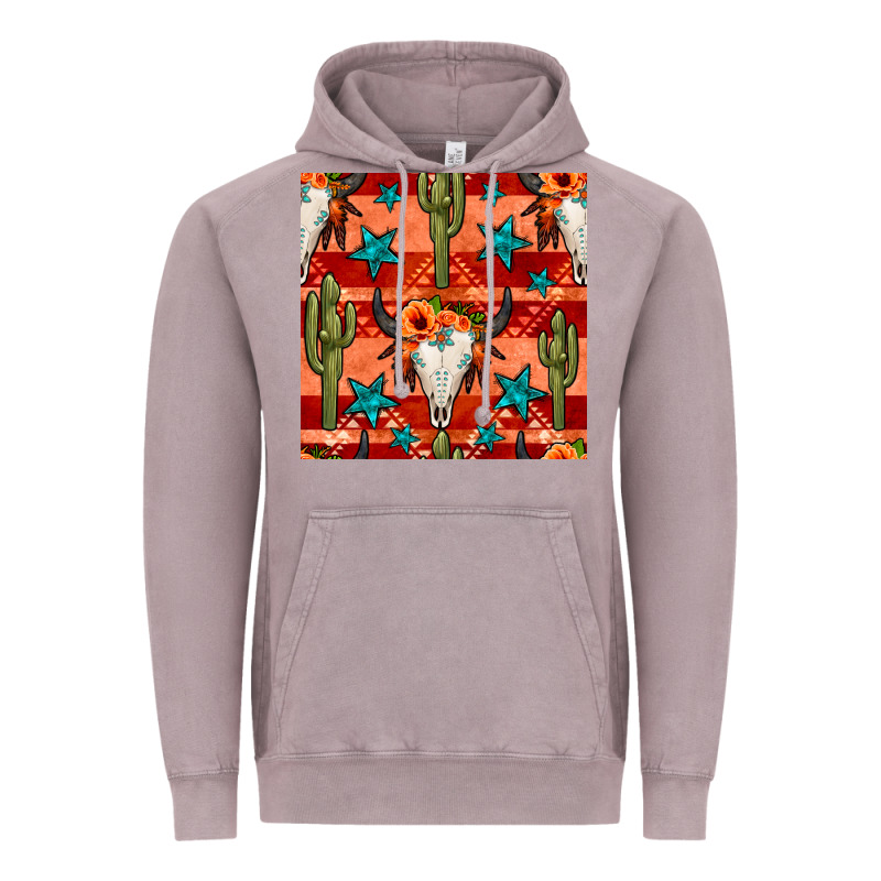 Bull Skull Cactus Seamless Pattern Vintage Hoodie by BundleAndBundleShop | Teevron