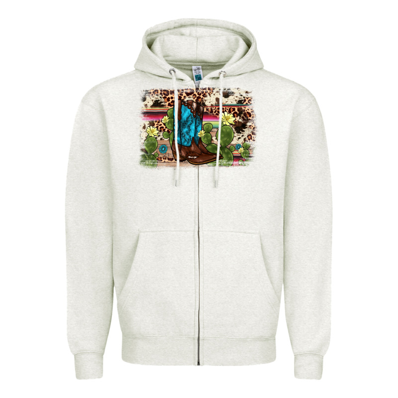 Cactus Boot Background Zipper Hoodie by AdoDesignShop | Teevron