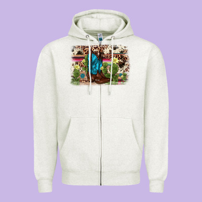 Cactus Boot Background Zipper Hoodie Designed By Adodesignshop