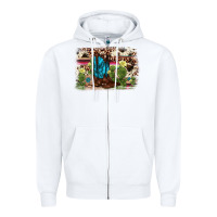 White cactus boot background Zipper Hoodie - AdoDesignShop