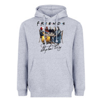 Heather Grey Horror friends Heavyweight Hoodie - linhVisuals