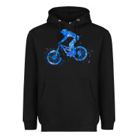 Black downhill mountain bike t  shirt downhill mountain bike jump blue water Heavyweight Hoodie - linhVisuals