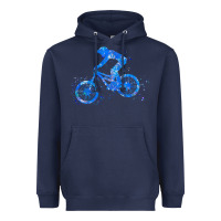 Navy downhill mountain bike t  shirt downhill mountain bike jump blue water Heavyweight Hoodie - linhVisuals