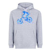 Heather Grey downhill mountain bike t  shirt downhill mountain bike jump blue water Heavyweight Hoodie - linhVisuals
