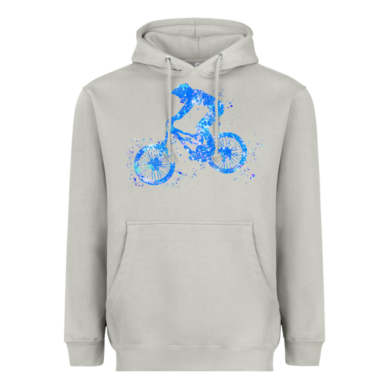 Downhill Mountain Bike T  Shirt Downhill Mountain Bike Jump Blue Water Heavyweight Hoodie by linhVisuals | Teevron
