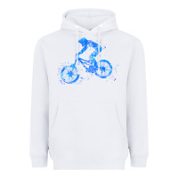 White downhill mountain bike t  shirt downhill mountain bike jump blue water Heavyweight Hoodie - linhVisuals