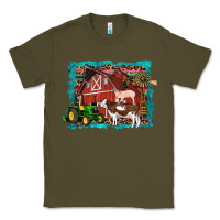 Army Green farm life tractor cow pig rooster Classic Tee - Artiststas