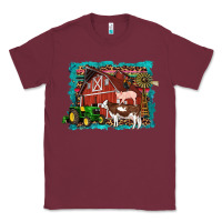 Burgundy farm life tractor cow pig rooster Classic Tee - Artiststas