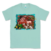 Seafoam farm life tractor cow pig rooster Classic Tee - Artiststas