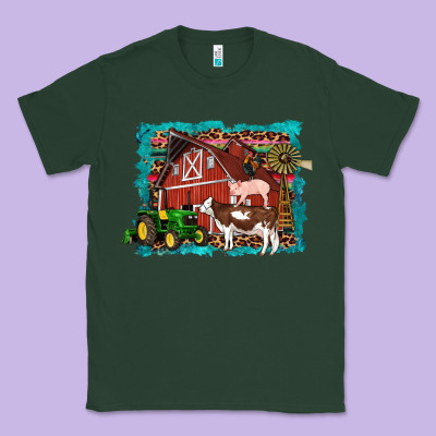 Farm Life Tractor Cow Pig Rooster Classic Tee Designed By Artiststas