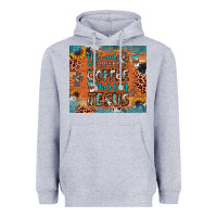 Heather Grey all i need is a little bit of coffee and o whole lot of jesus Heavyweight Hoodie - JahusDesignShop