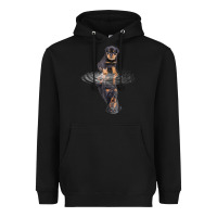Black rottweiler reflection t shirt funny father's day dog gifts Heavyweight Hoodie - linhVisuals