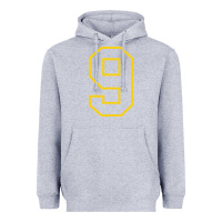 Heather Grey number #9 sports jersey uniform Heavyweight Hoodie - linhVisuals