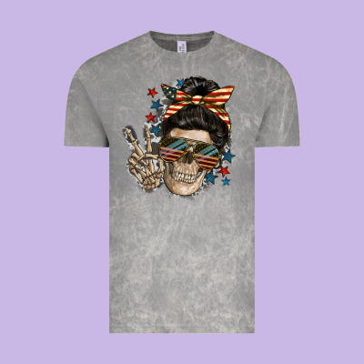 American Mother Skull Vintage Tee Designed By Fadigitalartstudio