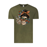 Vintage Olive American Mother skull Vintage Tee - FaDigitalArtStudio