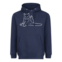 Navy cat butt white Heavyweight Hoodie - linhVisuals