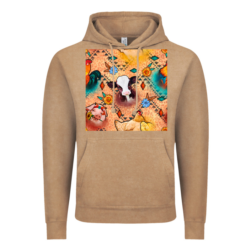 Western Farm Animals Seamless Pattern Vintage Hoodie by BundleAndBundleShop | Teevron