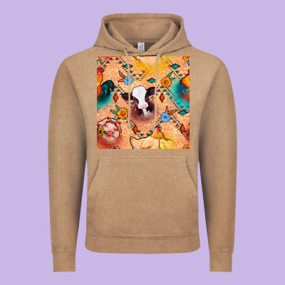 Western Farm Animals Seamless Pattern Vintage Hoodie Designed By Bundleandbundleshop