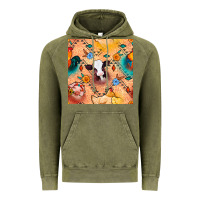 Vintage Olive western farm animals seamless pattern Vintage Hoodie - BundleAndBundleShop