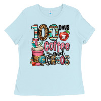 Baby Blue hundred days of coffee and chaos Ladies Tee - OliviaCreatesArt