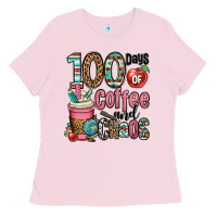 Bubblegum Pink hundred days of coffee and chaos Ladies Tee - OliviaCreatesArt