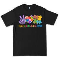 Black Peace love Autism Premium Tee - CowGirlArtShop