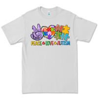 Dove Grey Peace love Autism Premium Tee - CowGirlArtShop