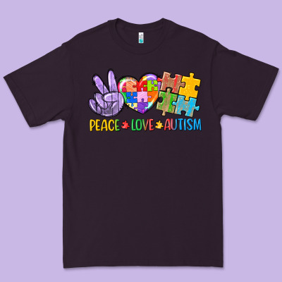 Peace Love Autism Premium Tee Designed By Cowgirlartshop