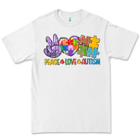 White Peace love Autism Premium Tee - CowGirlArtShop