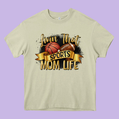 Livin That Sports Mom Life Heavy Core Tee Designed By Cowgirlartshop