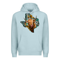 Blue Mist texas map highland cow Premium Hoodie - Jasminsmagicworld