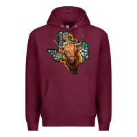 Burgundy texas map highland cow Premium Hoodie - Jasminsmagicworld