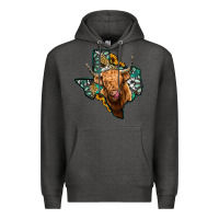 Charcoal Heather texas map highland cow Premium Hoodie - Jasminsmagicworld