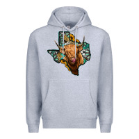 Heather Grey texas map highland cow Premium Hoodie - Jasminsmagicworld