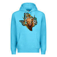 Ocean Blue texas map highland cow Premium Hoodie - Jasminsmagicworld